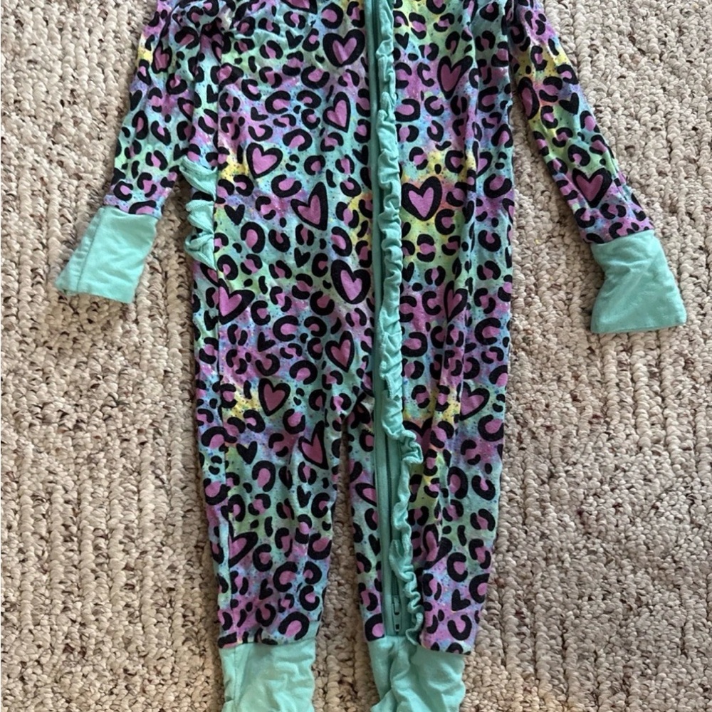 Vibrant Heart and Leopard Print Kids Footie
